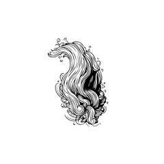 Elegant flowing hair art line illustration showcasing intricate details and artistic flair for design projects
