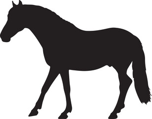 Creat vctor full black image of Cauchois horse in silhouette vector pure white background.