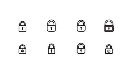 Set of Lock and Unlock Security Padlock Icons for Digital Protection







