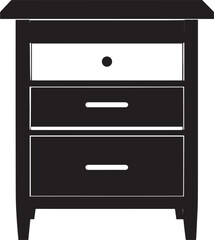 Minimalist Bedside Table in Black | Silhouette Vector Illustration Format