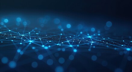 Abstract blue network visualization with glowing nodes and lines, showcasing connectivity