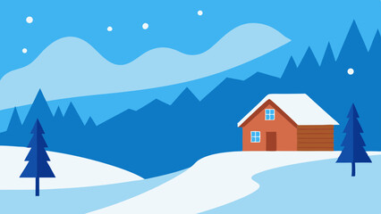 winter landscape with houses