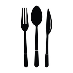 Clean vector silhouettes of bamboo cutlery including a spoon fork and knife perfect for eco friendly designs