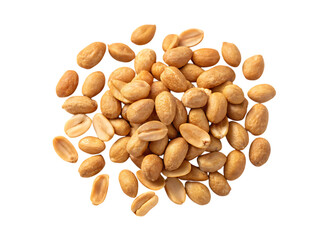 Pile of roasted peanuts isolated on transparent background
