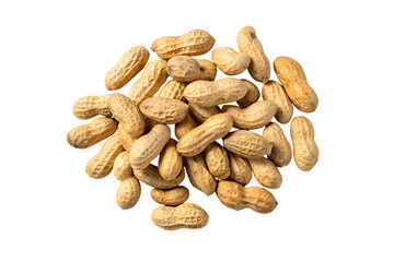 Pile of shelled peanuts isolated on transparent background