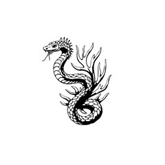 Fototapeta premium Stylized snake with plant elements design illustration ideal for tattoo or graphic prints and nature themed designs
