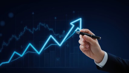 Rising Stock Market Trends Illustrated with a Graph and Pen