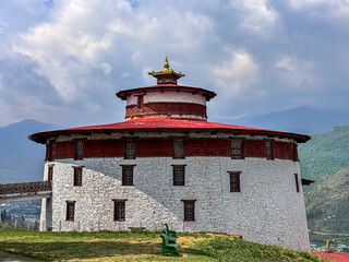 Ta Dzong Round shape outer view also known as national Museum in Paro Bhutan