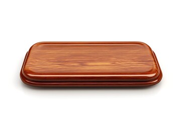Wooden tray isolated on white background, elegant serving tray, decorative element, presentation surface