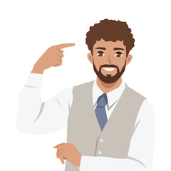 Confident Young Businessman Sharing an Idea. Flat Vector character illustration