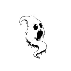 Cute and spooky halloween ghost cartoon illustration isolated on white background creates an eerie atmosphere