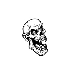 Intricate monochrome skull illustration showcasing skeletal anatomy and macabre aesthetic elements within a graphic design concept or creative project