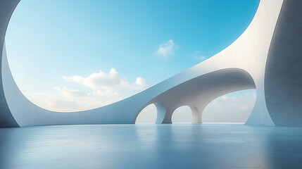Empty cement floor in modern architecture ideal for car displays, presentations, and branding backdrops