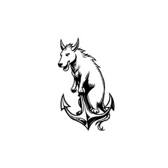 Illustrative depiction of a mythical horned wolf atop a nautical anchor symbolizing strength and stability at sea