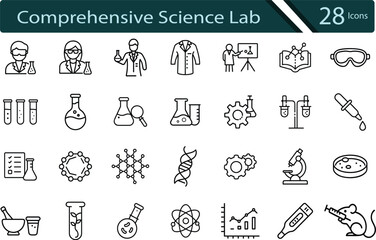 Comprehensive Science Lab Icons for Research and Experimentation.