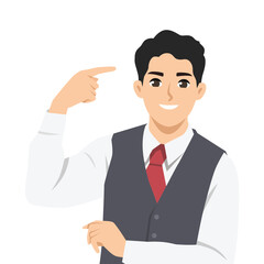 Confident Businessman Sharing an Idea. Flat Vector character illustration