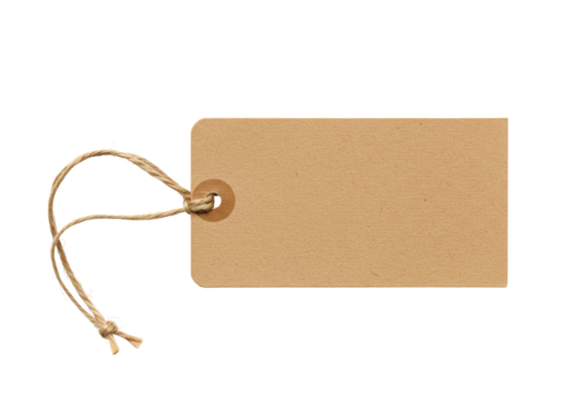 Isolated Blank Kraft Paper Tag with Twine