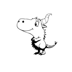 A delightful cartoon dragon with a friendly smile stands out in the white background isolated illustration