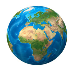 Abstract planet sphere with green and blue oceans