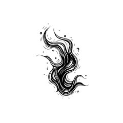 Mysterious swirling smoke element black and white ink illustration for design concept and background with white