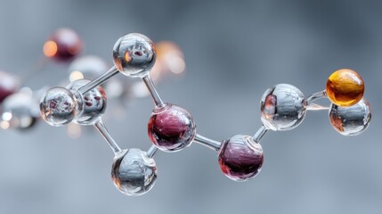 Transparent molecular structure of peptides representing chemistry and biotechnology concepts