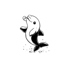 Playful dolphin illustration with bubble capture the spirit of marine life and cute design drawing art