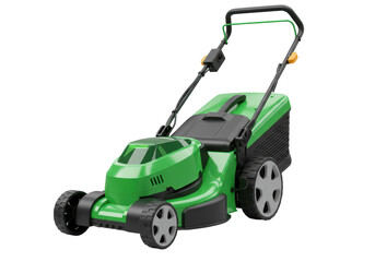 Isolated Green Electric Lawn Mower for Garden Care