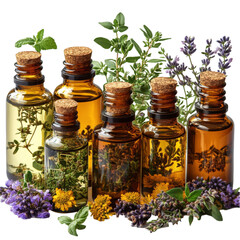 Natural Essential Oils with Herbs and Flowers