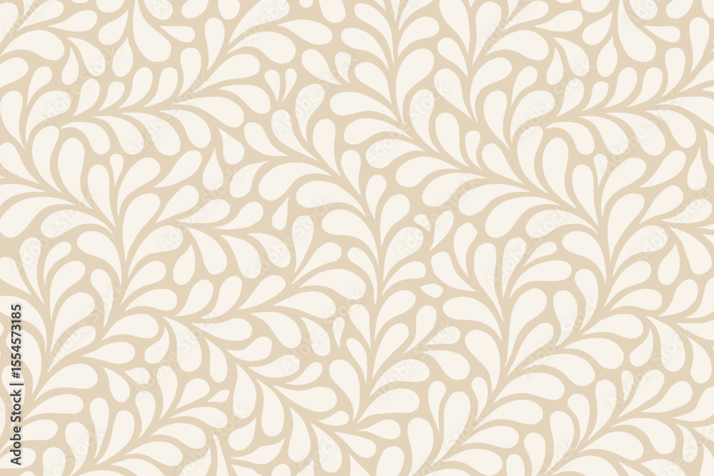 Poster decorative seamless pattern featuring abstract organic cream color flowing leaf shapes arranged on a