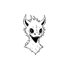 Digital illustration of a cute fantasy creature head with expressive eyes, fluffy fur, and small horns
