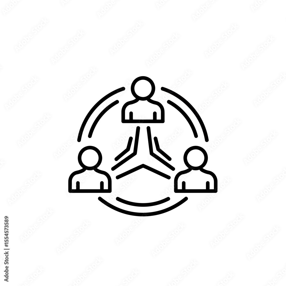 Poster conceptual network icon illustrating interconnected people representing team collaboration communica
