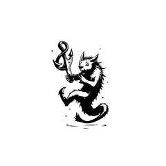 A stylized mythological creature design featuring a wolf-like character holding an anchor graphic artwork