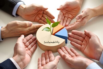 Teamwork Concept for Sustainable Business Growth and Development with Collective Effort Driving Positive Change and Shared Responsibility for Environmental and Economic Prosperity