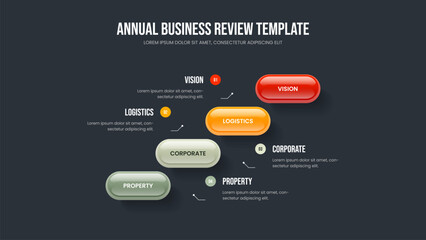 Naklejka premium Investor Insight 4 Step Infographic Slideshow Template. Advertising Strategy Frame Design Vector Illustration. Market Launch Four Element Diagram Presentation Layout.