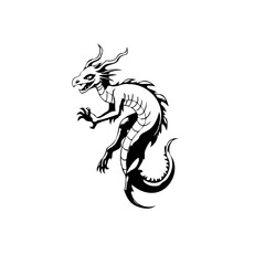 Illustration of a black and white dragon tattoo design, embodying mythical creatures, cultural symbolism, and artistic expression