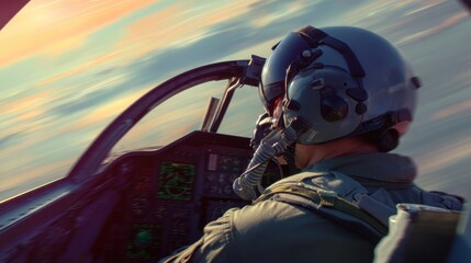 Pilot Navigating Modern Fighter Jet