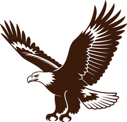 Obraz premium Eagle soars with wings spread isolated on white background, eagle vector illustration