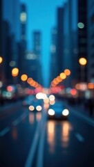City in the evening, lights, bokeh. Blurred background. AI generative.
