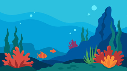 Fototapeta premium Vibrant underwater scene with colorful coral reefs and two small fish swimming