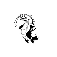 A whimsical cartoon illustration of a friendly sea monster ready for adventure and fun