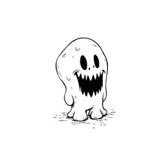 A Spooky Ghostly Character with a Grinning Face Illustration Cartoon for Halloween Decoration or Celebration