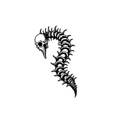 Striking monochrome image of a skeletal serpent with a skull head in an artistic rendition