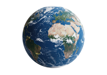 Isolated Detailed Earth Globe Showing Continents and Oceans