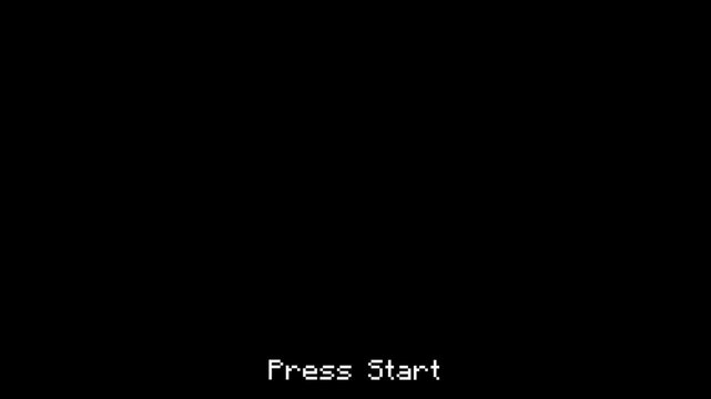 Pixel Press Start text, Retro game start screen, 8-bit animation intro, Classic video game UI, Start prompt display, Old-school game intro, Pixelated start animation, pixel art, video.