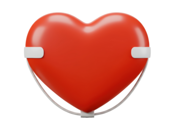 Isolated Red Heart with Life Preserver Straps Symbol