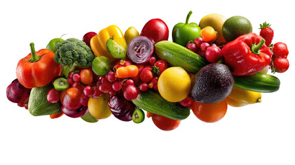 Harvest of Colors: A vibrant collection of fresh produce, showcasing the natural beauty and nutritional richness of various fruits and vegetables.