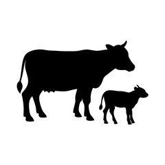 silhouette of a cow and calf illustration