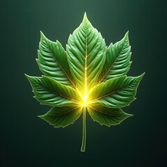 Leaf veins glowing with energy on a dark background
