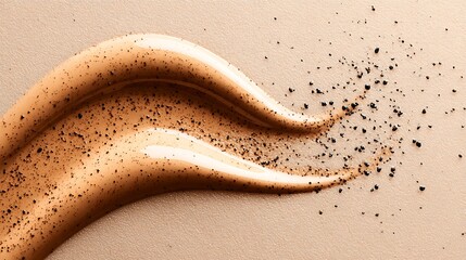 Obraz premium Luxurious Beige Scrub Texture Swirled Cream with Coffee Grounds