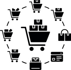 E-commerce and Shopping Icon Set – Online Store, Cart, Payment, and Delivery Symbols
